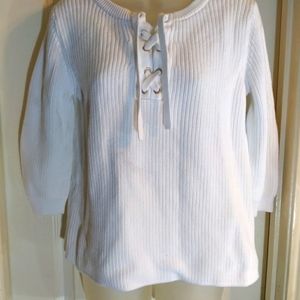 Tommy Bahama White Lace-Up Sweater